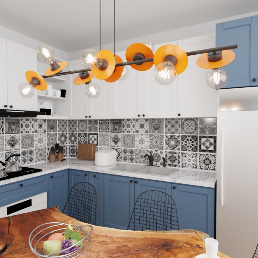 Luster na sajli TOKEN 8xE27/15W/230V narandžaste boje