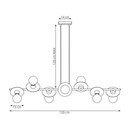Luster na sajli TOKEN 8xE27/15W/230V narandžaste boje