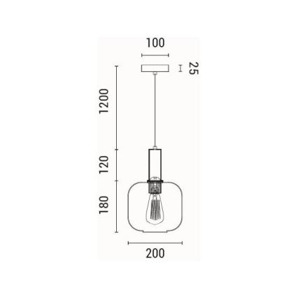 Luster na sajli TOPAZ 1xE27/15W/230V braon pr. 20 cm