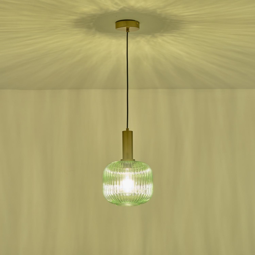 Luster na sajli TOPAZ 1xE27/15W/230V zelena pr. 20 cm