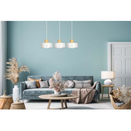 Luster na sajli TORIN 3xE27/15W/230V bela