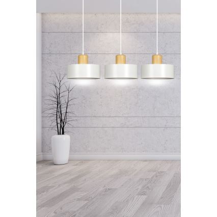Luster na sajli TORIN 3xE27/15W/230V bela