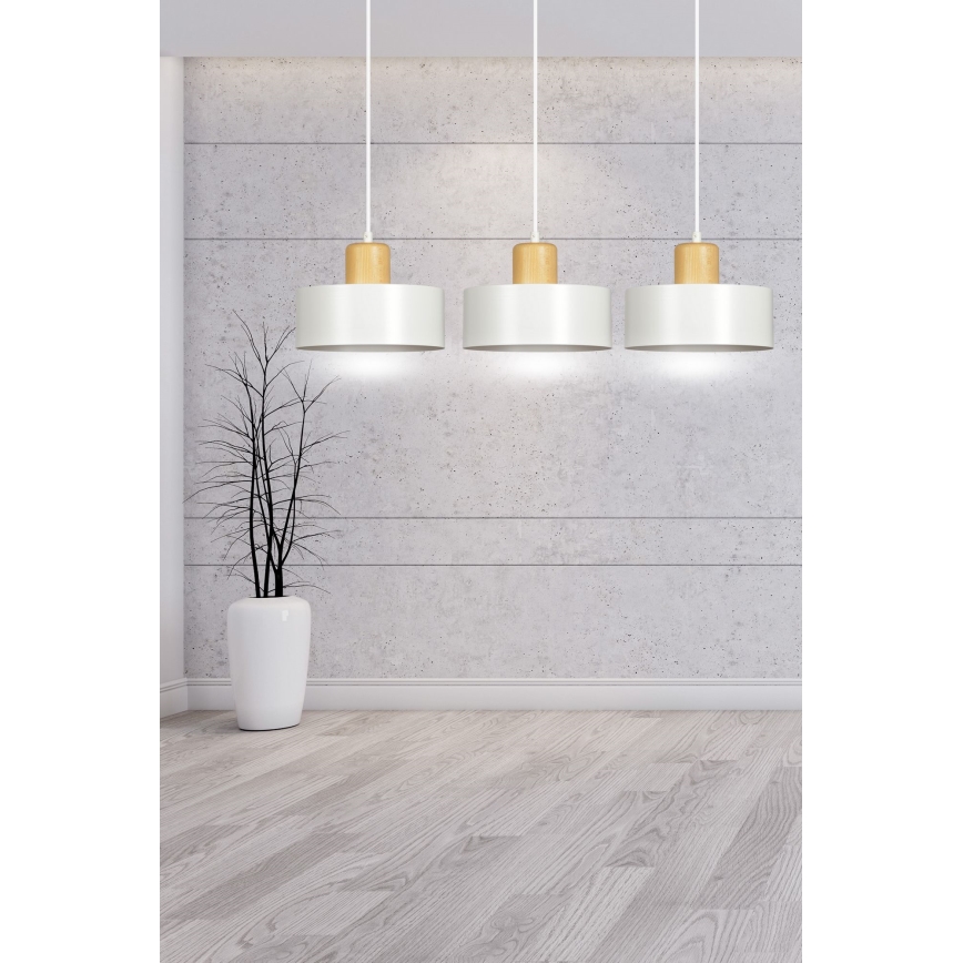 Luster na sajli TORIN 3xE27/15W/230V bela