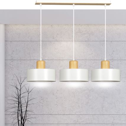 Luster na sajli TORIN 3xE27/15W/230V bela