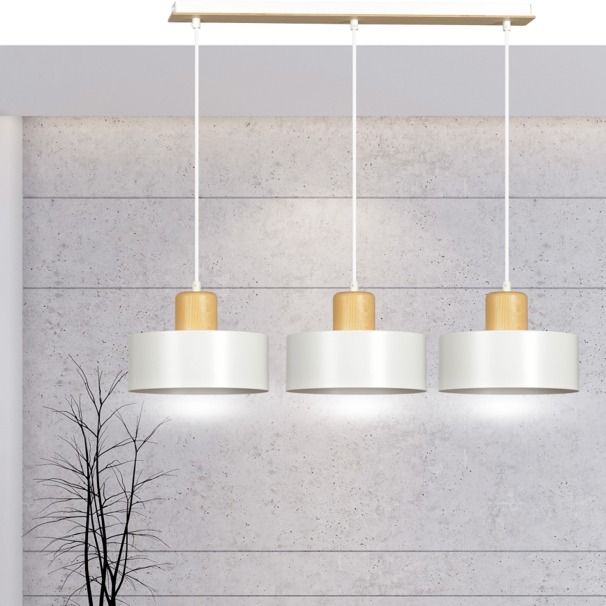 Luster na sajli TORIN 3xE27/15W/230V bela