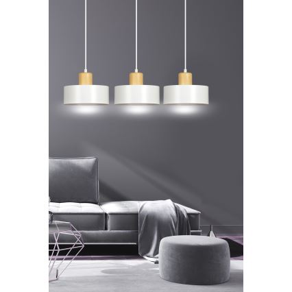 Luster na sajli TORIN 3xE27/15W/230V bela