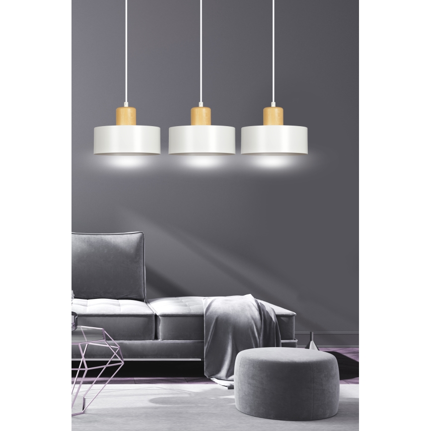 Luster na sajli TORIN 3xE27/15W/230V bela