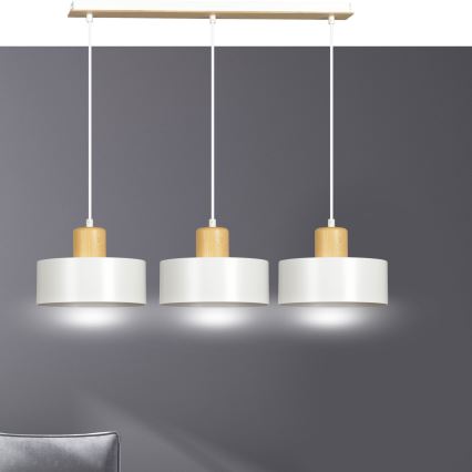 Luster na sajli TORIN 3xE27/15W/230V bela