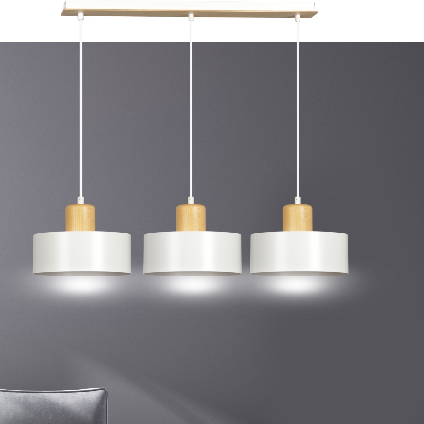 Luster na sajli TORIN 3xE27/15W/230V bela