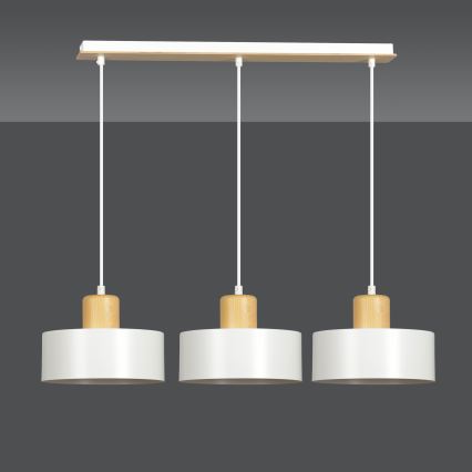 Luster na sajli TORIN 3xE27/15W/230V bela