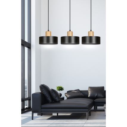 Luster na sajli TORIN 3xE27/15W/230V crno