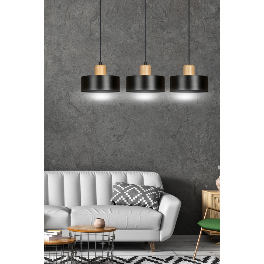 Luster na sajli TORIN 3xE27/15W/230V crno