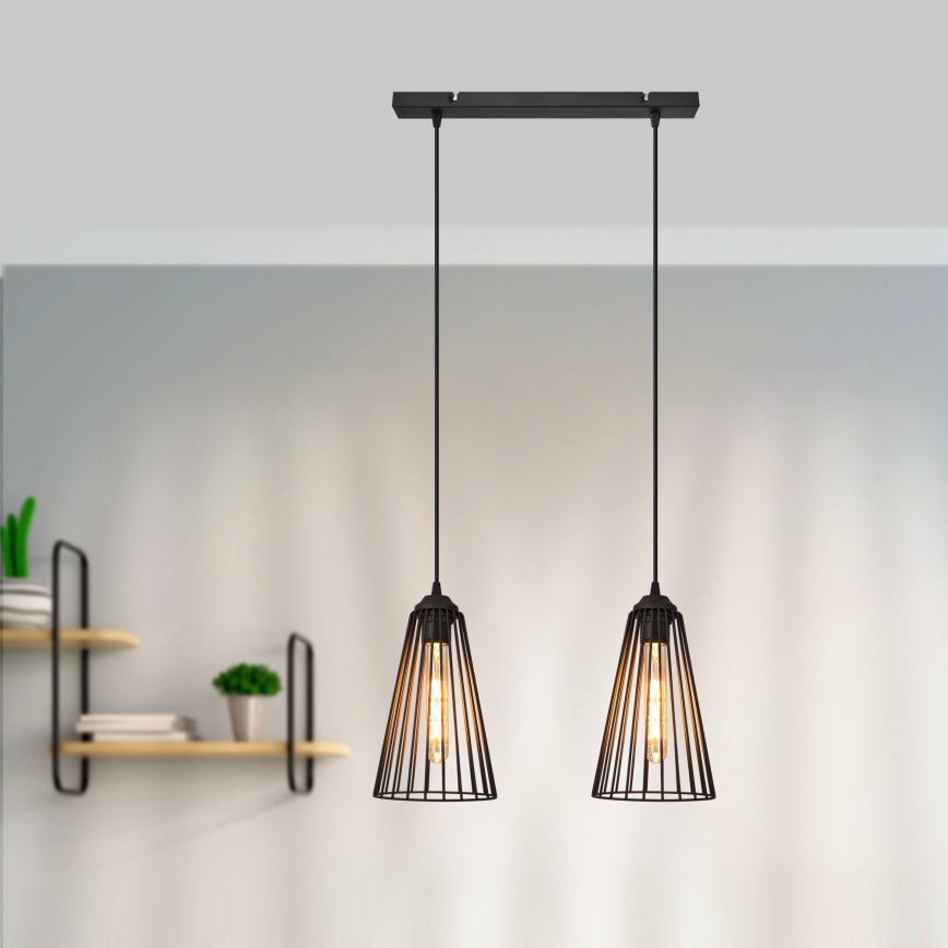 Luster na sajli TORRI 2xE27/15W/230V crno