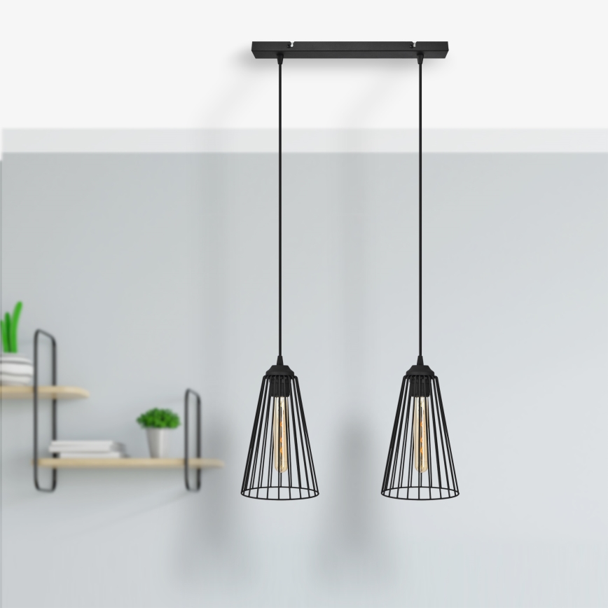 Luster na sajli TORRI 2xE27/15W/230V crno