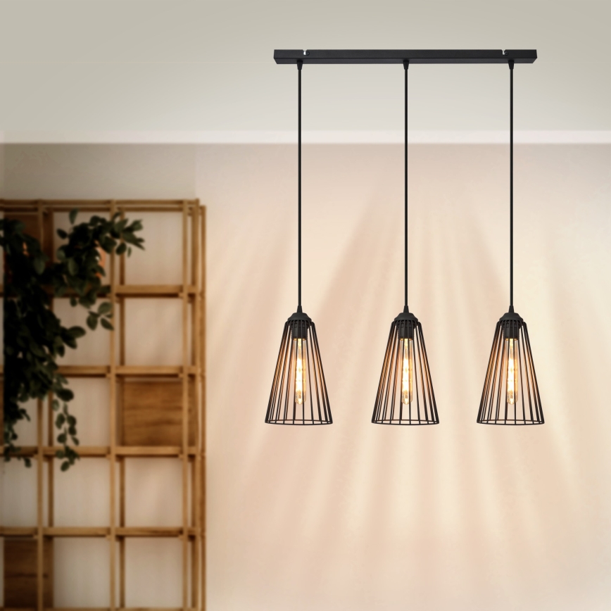 Luster na sajli TORRI 3xE27/15W/230V crno