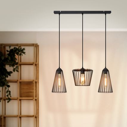 Luster na sajli TORRI 3xE27/15W/230V crno