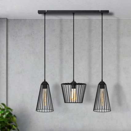 Luster na sajli TORRI 3xE27/15W/230V crno