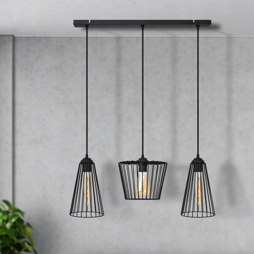 Luster na sajli TORRI 3xE27/15W/230V crno