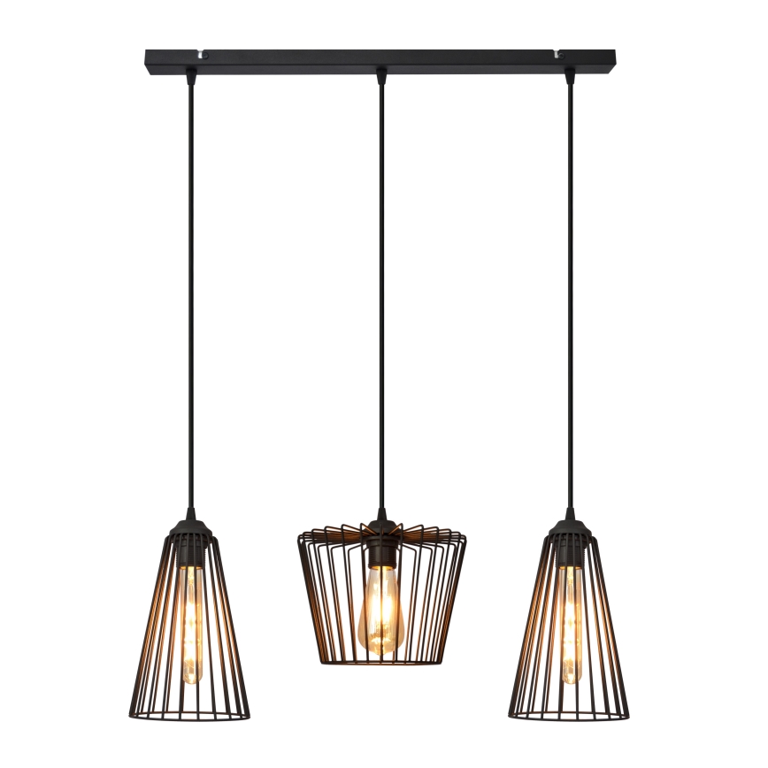 Luster na sajli TORRI 3xE27/15W/230V crno