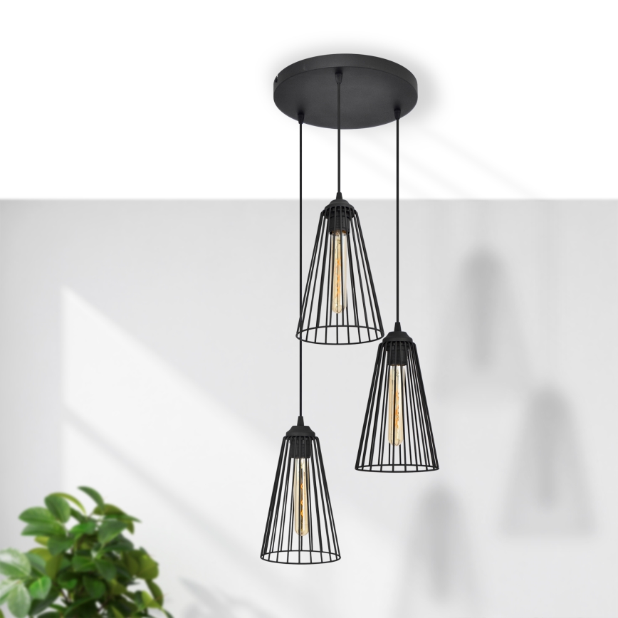 Luster na sajli TORRI 3xE27/15W/230V crno