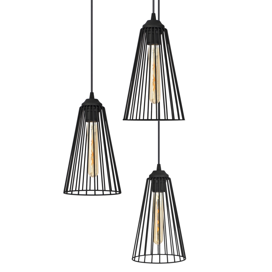 Luster na sajli TORRI 3xE27/15W/230V crno