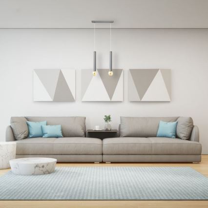Luster na sajli TUBA 2xE27/15W/230V sivo