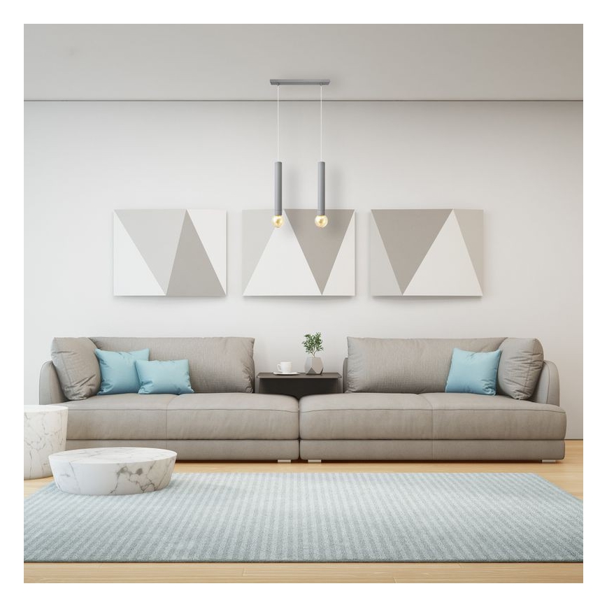 Luster na sajli TUBA 2xE27/15W/230V sivo