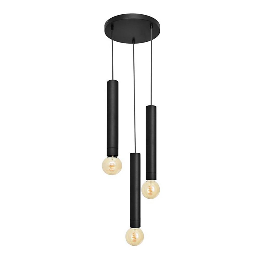 Luster na sajli TUBA 3xE27/15W/230V crno