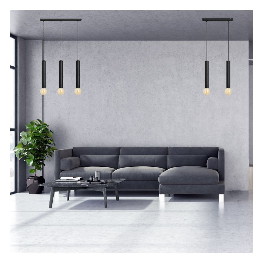 Luster na sajli TUBA 3xE27/15W/230V crno