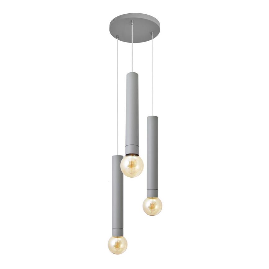 Luster na sajli TUBA 3xE27/15W/230V sivo