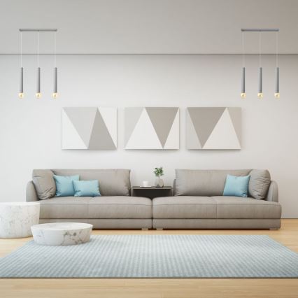 Luster na sajli TUBA 3xE27/15W/230V sivo
