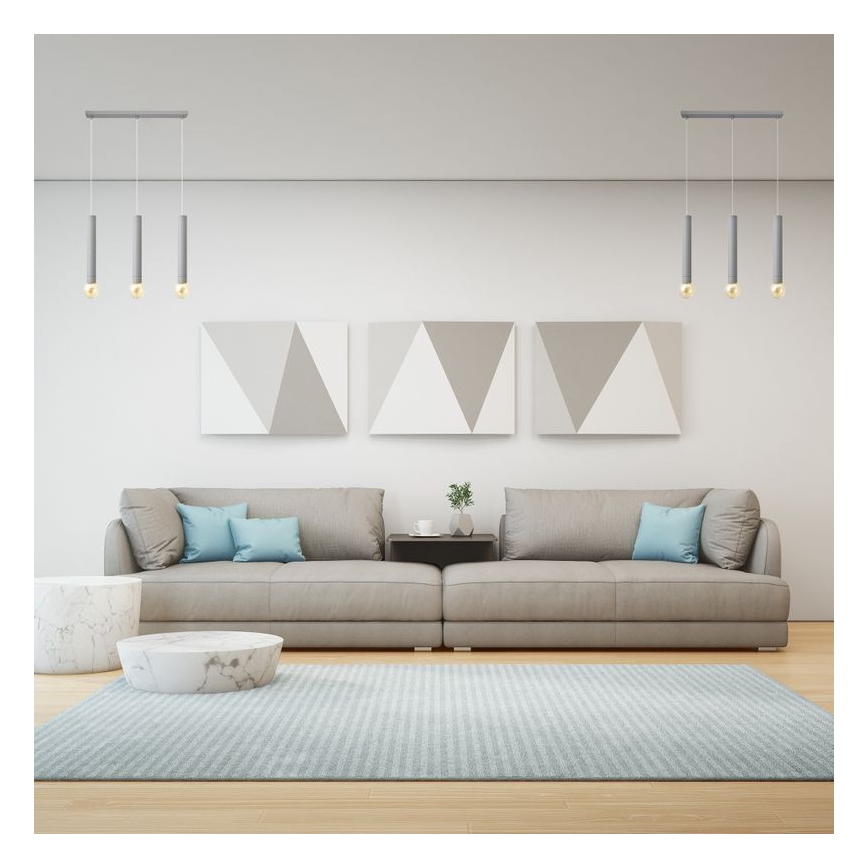 Luster na sajli TUBA 3xE27/15W/230V sivo