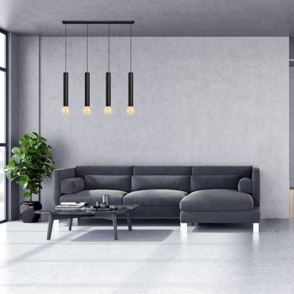 Luster na sajli TUBA 4xE27/15W/230V crno