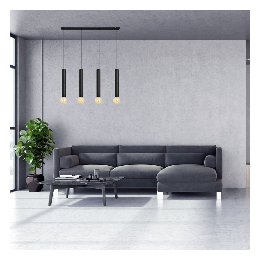 Luster na sajli TUBA 4xE27/15W/230V crno