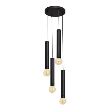 Luster na sajli TUBA 4xE27/15W/230V crno