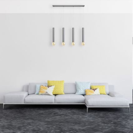 Luster na sajli TUBA 4xE27/15W/230V sivo