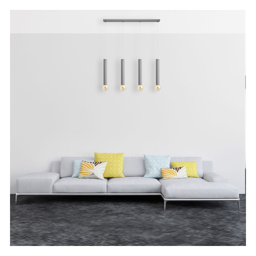 Luster na sajli TUBA 4xE27/15W/230V sivo