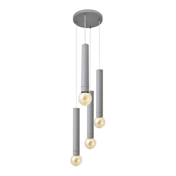 Luster na sajli TUBA 4xE27/15W/230V sivo