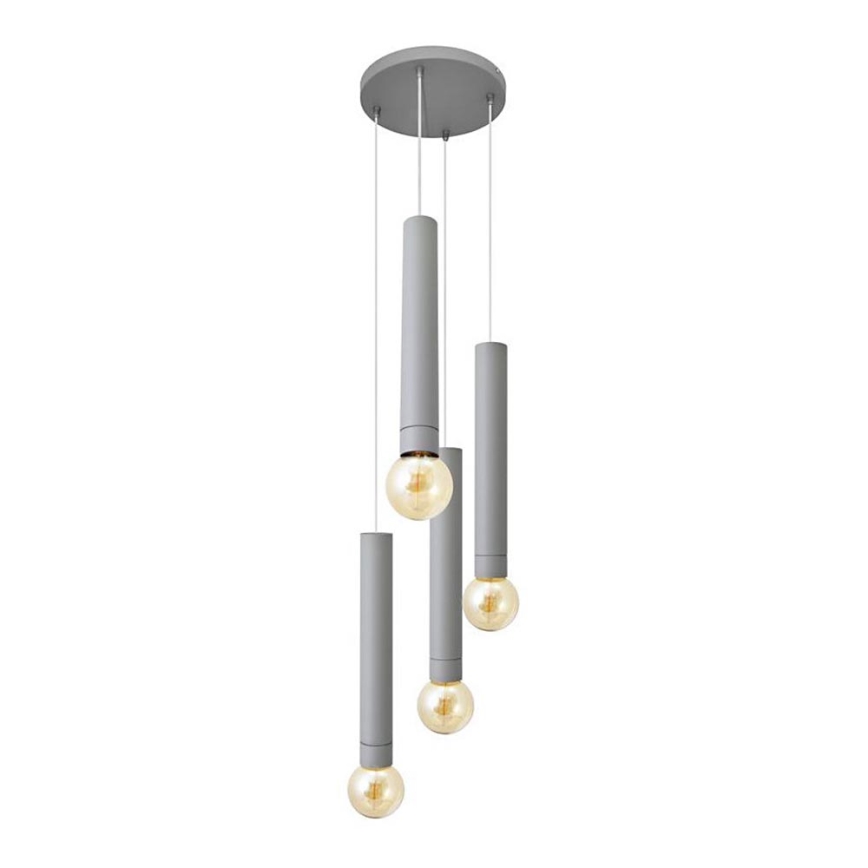 Luster na sajli TUBA 4xE27/15W/230V sivo
