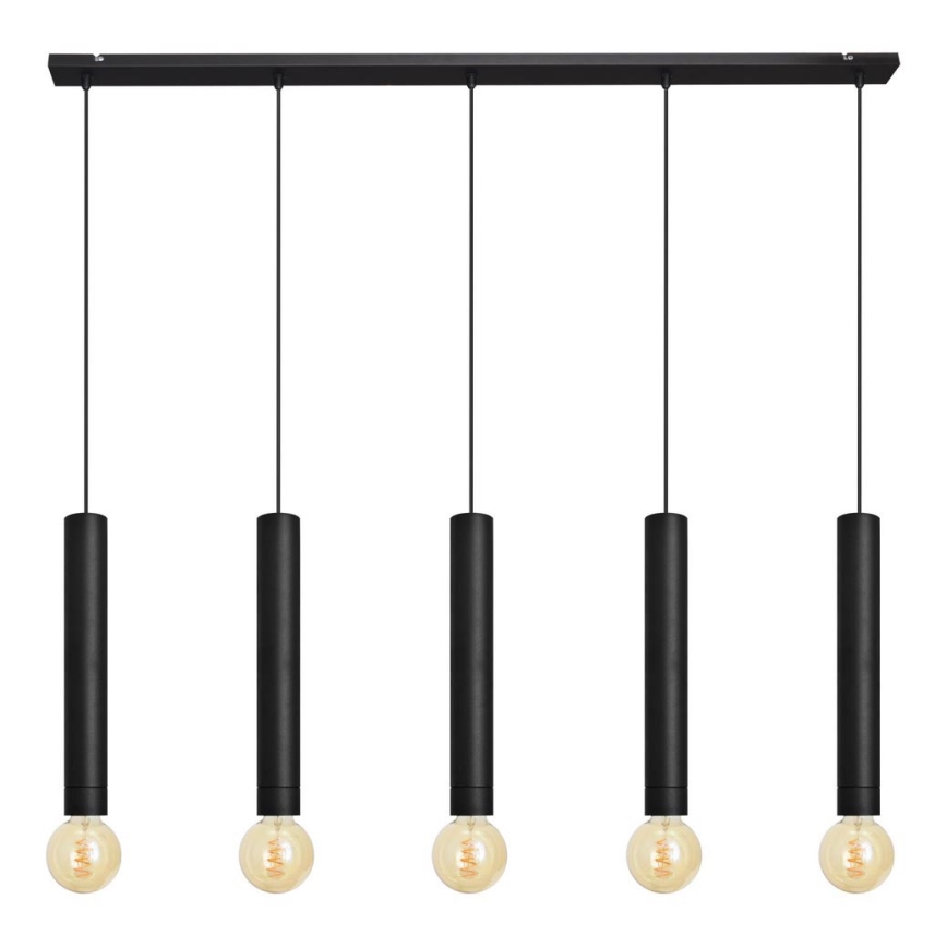 Luster na sajli TUBA 5xE27/15W/230V crno