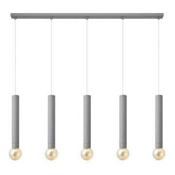 Luster na sajli TUBA 5xE27/15W/230V sivo
