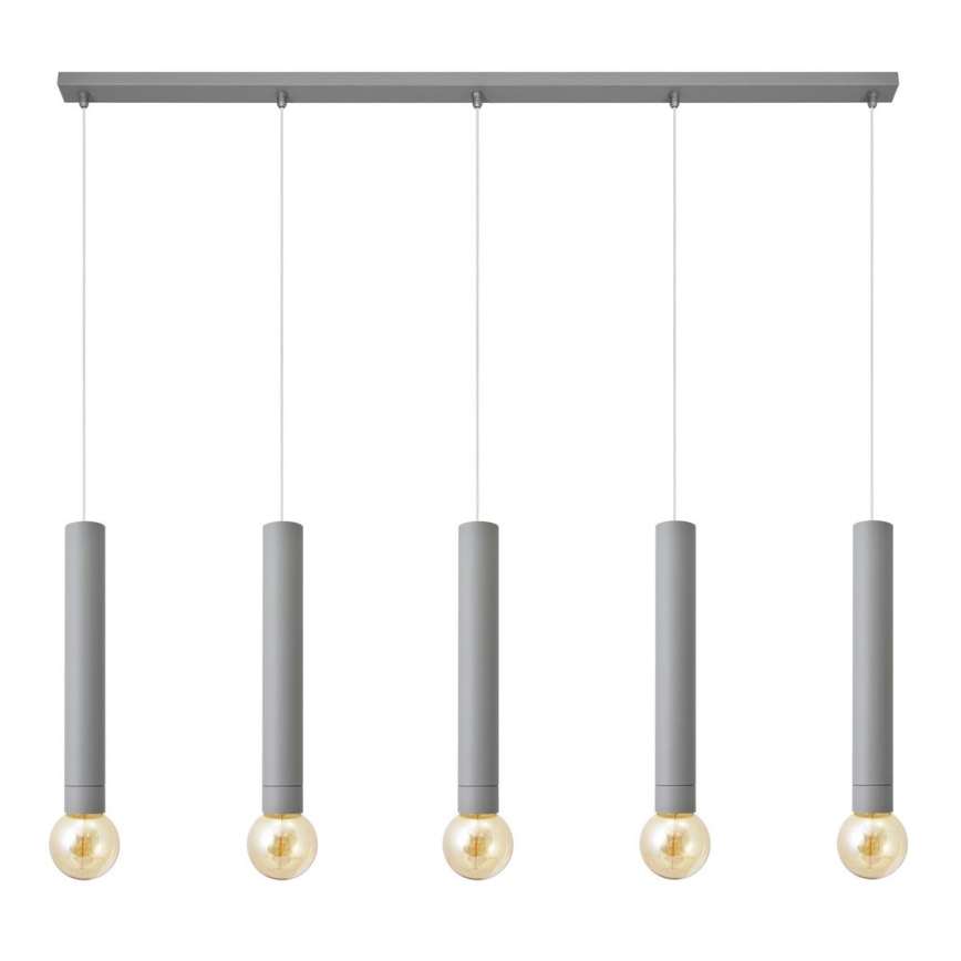 Luster na sajli TUBA 5xE27/15W/230V sivo