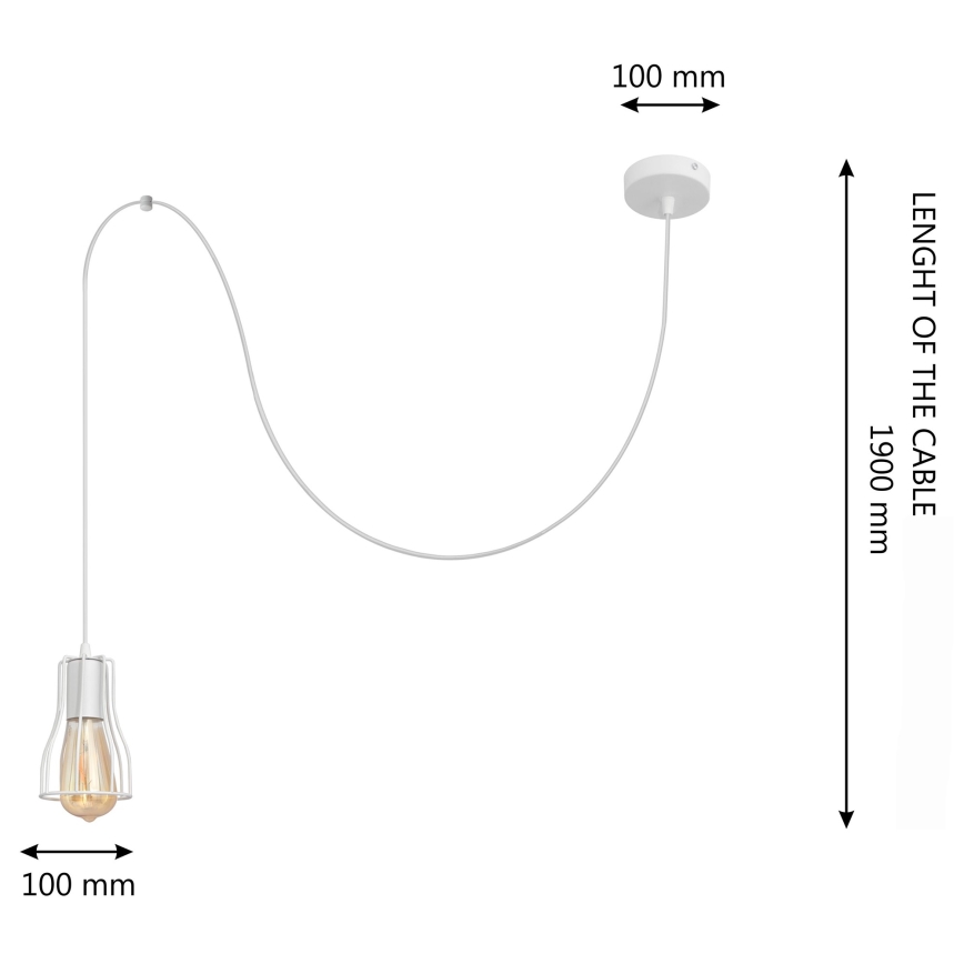 Luster na sajli TUBE 1xE27/15W/230V bela