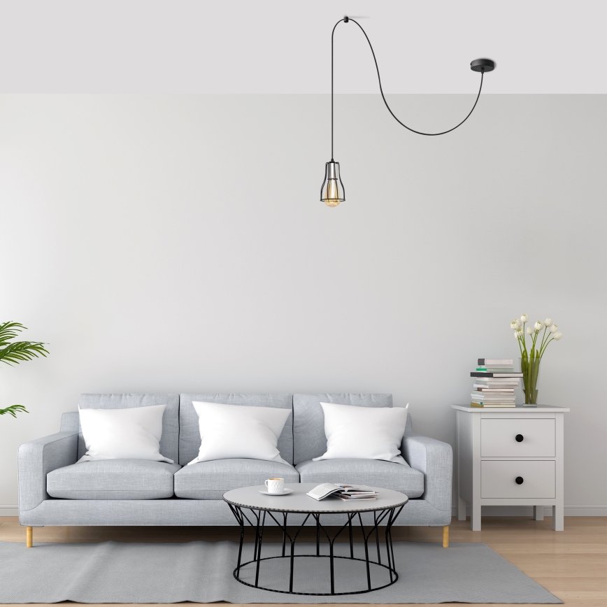 Luster na sajli TUBE 1xE27/15W/230V crna/sjajni hrom