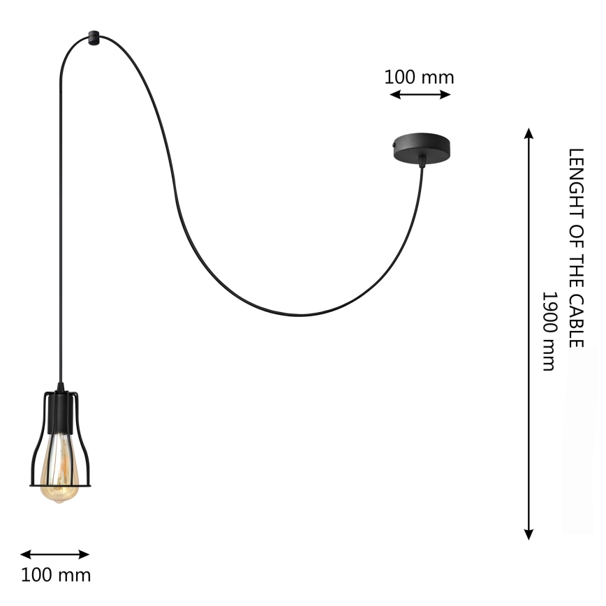 Luster na sajli TUBE 1xE27/15W/230V crno