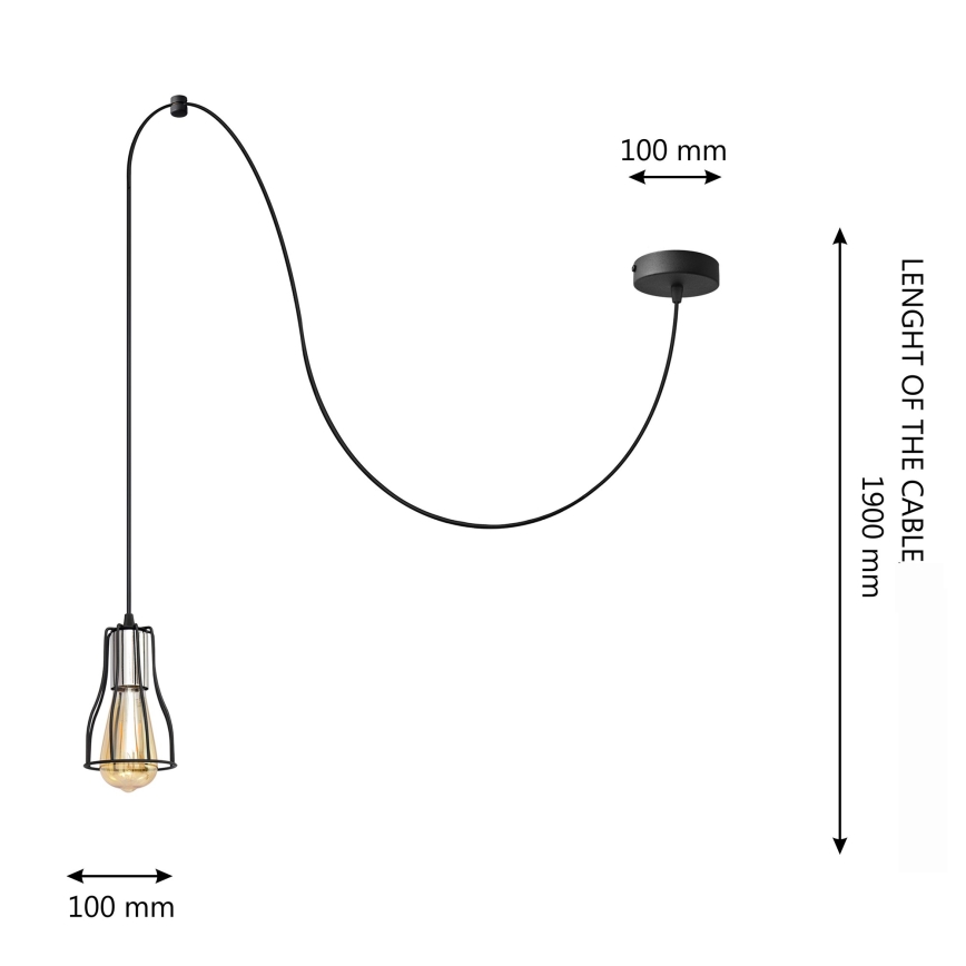 Luster na sajli TUBE 1xE27/15W/230V crno/sjajni krom