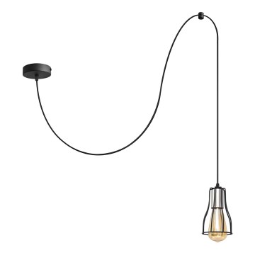 Luster na sajli TUBE 1xE27/15W/230V crno/sjajni krom