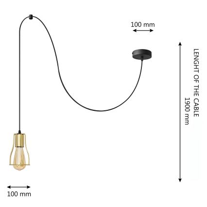 Luster na sajli TUBE 1xE27/15W/230V crno/zlatna