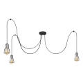 Luster na sajli TUBE 3xE27/10W/230V pauk crno/sjajni krom