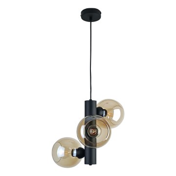 Luster na sajli TUBE 3xE27/60W/230V crno/dimno bež